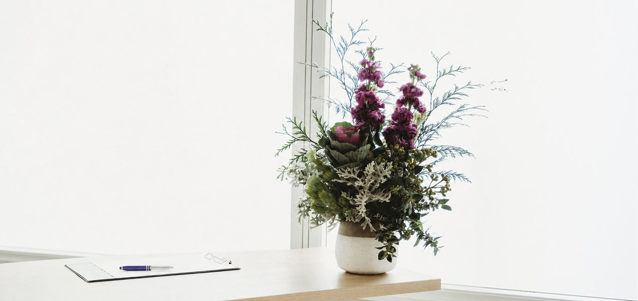 flowers on a table