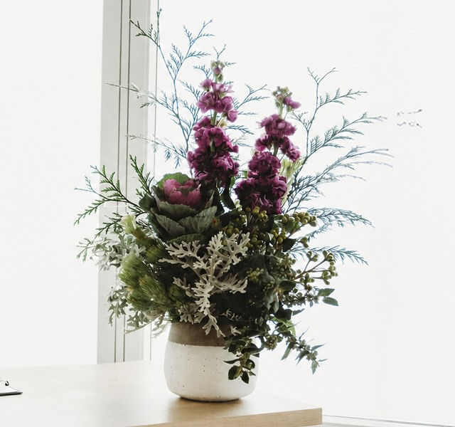 flowers on a table