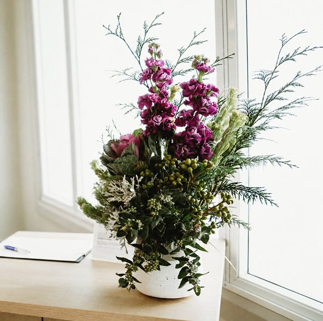 flowers on a table